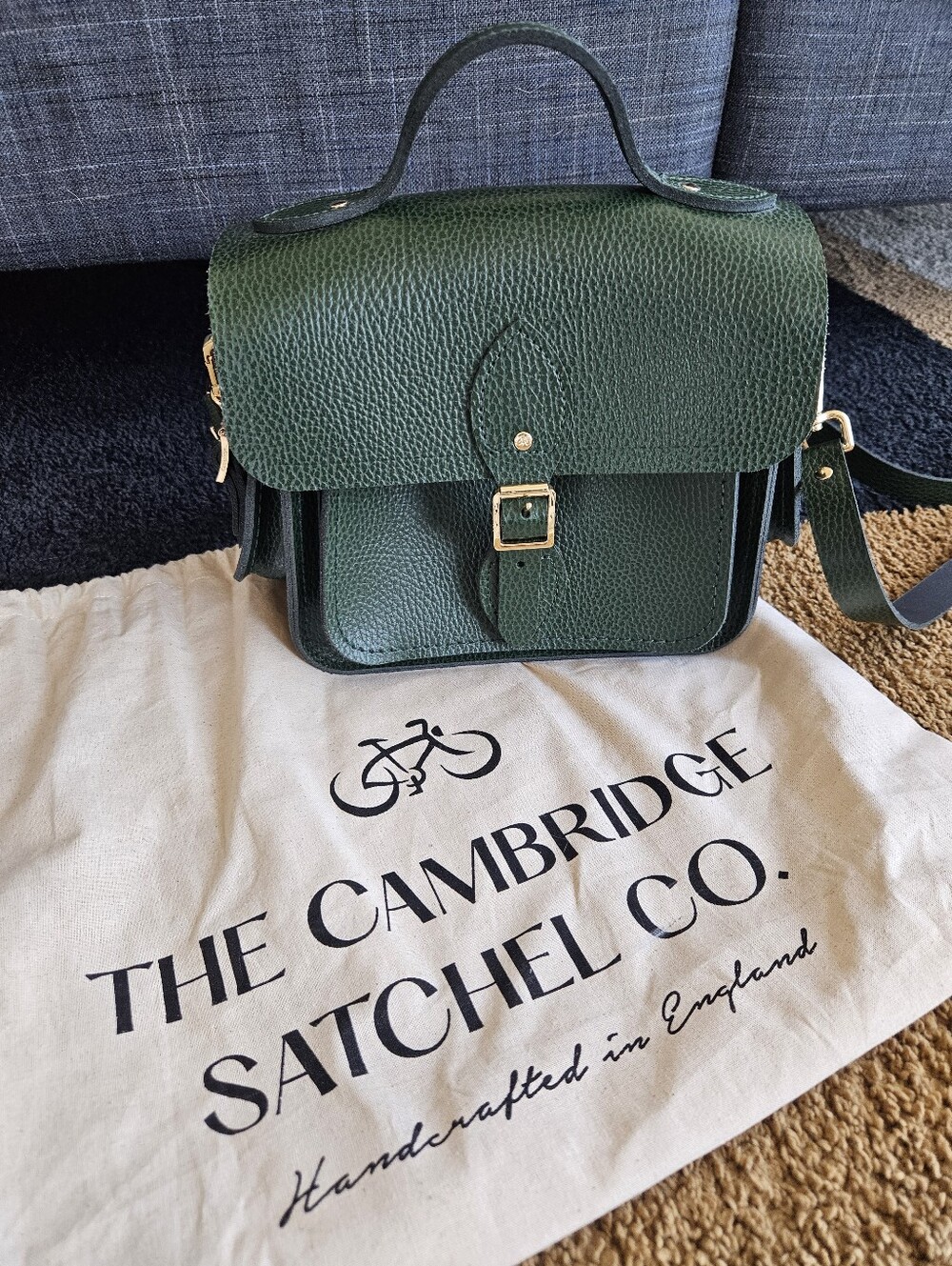 Cambridge Satchel "The Traveller" Racing Green Celtic Grain
